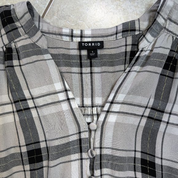 💎✨ Plaid Button Up Babydoll Top Torrid 1 - Picture 3 of 5